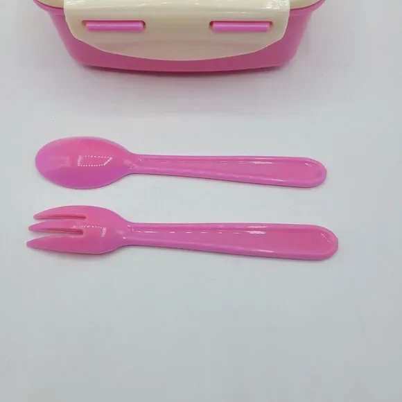 Sanrio Hello Kitty Lunch Box Container W/ Spoon Fork 2009 - Picture 6 of 8